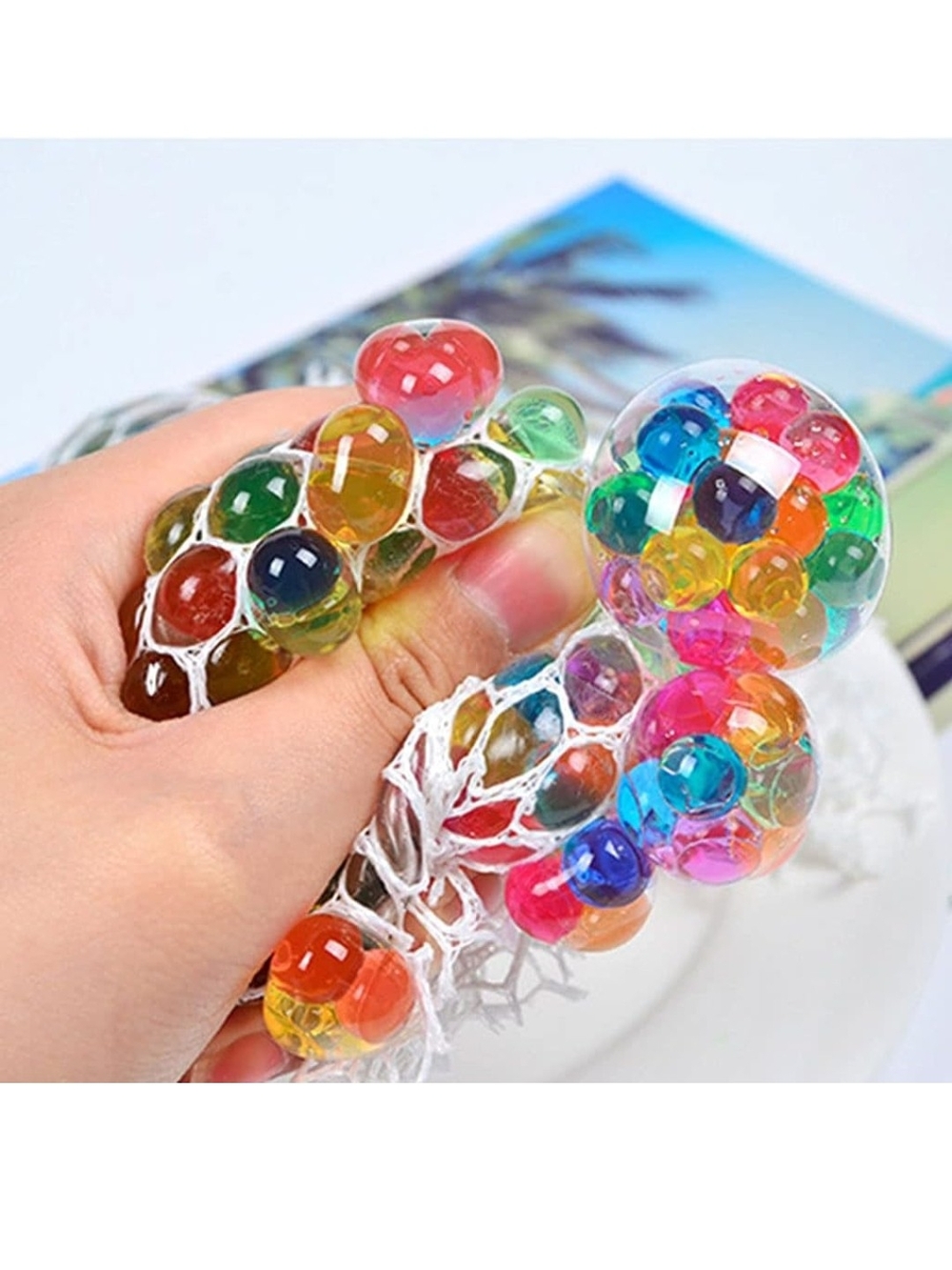 Rainbow Mesh Stress Ball Toy - Multicolor Orbeez Sensory Ball (Set Of 5)